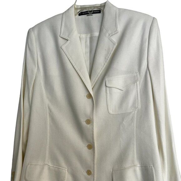 Company Ellen Tracy White Blazer Jacket Pockets Elegant Business Sz 10 (READ) - Picture 1 of 10